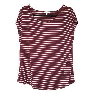 August Mist Burgundy/White Striped Sleeveless Cutout Rayon Top Stretch Size XL